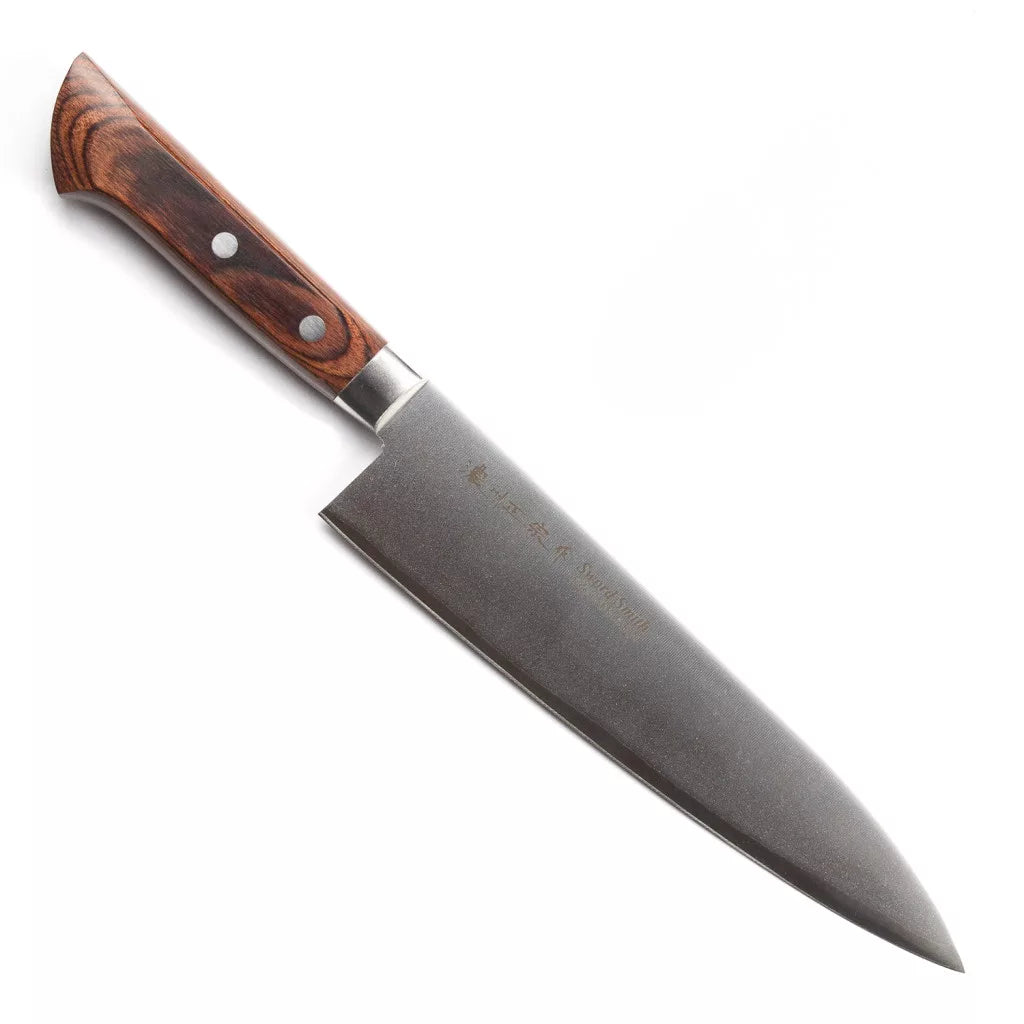Satake Noushu Masamune Saku Shirogami (Szénacél) 21 cm Gyuto séfkés mahagóni markolattal - Japán konyha