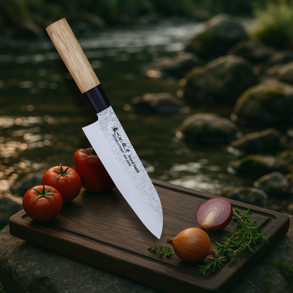 Satake Nashiji Natural Santoku japán szakácskés 17 cm - Japán konyha